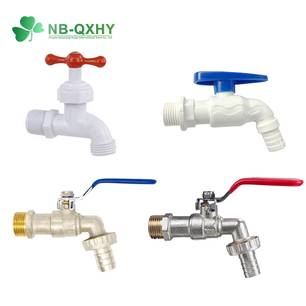 1/2 3/4 Inch Brass Zinc Alloy Plastic PVC PP ABS Water Tap Garden Kitchen Basin Sink Bibcock Sanitary Tap Single Handle Faucet for Washing Machine Bathroom