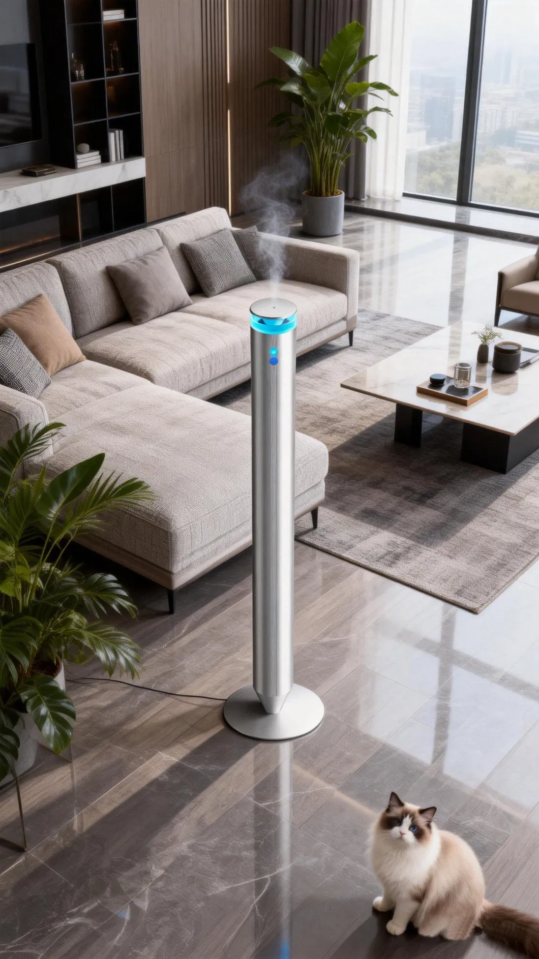 Floor-Standing Cylindrical Luxury USB Rechargeable Battery Smart Fragrance Diffuser for Commercial Place