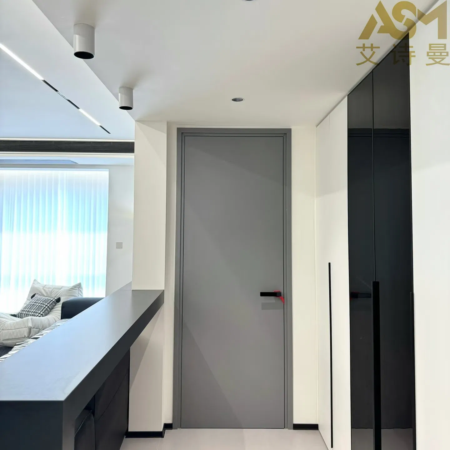 Assembled Tech Veneer Wood Plastic Composite Door for Room Interior Luxury Solid Main Bedroom Wooden Door