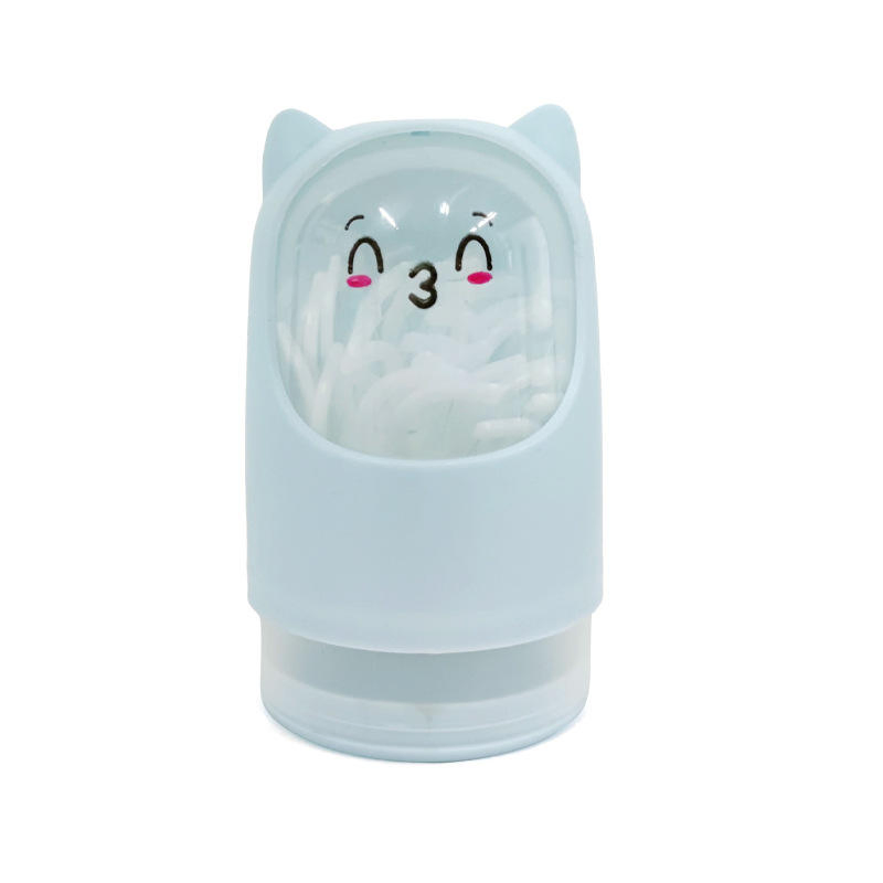 Cartoon Bear-Shaped Rotating Dental Floss Box Containing 50 Pieces of Dental Floss.