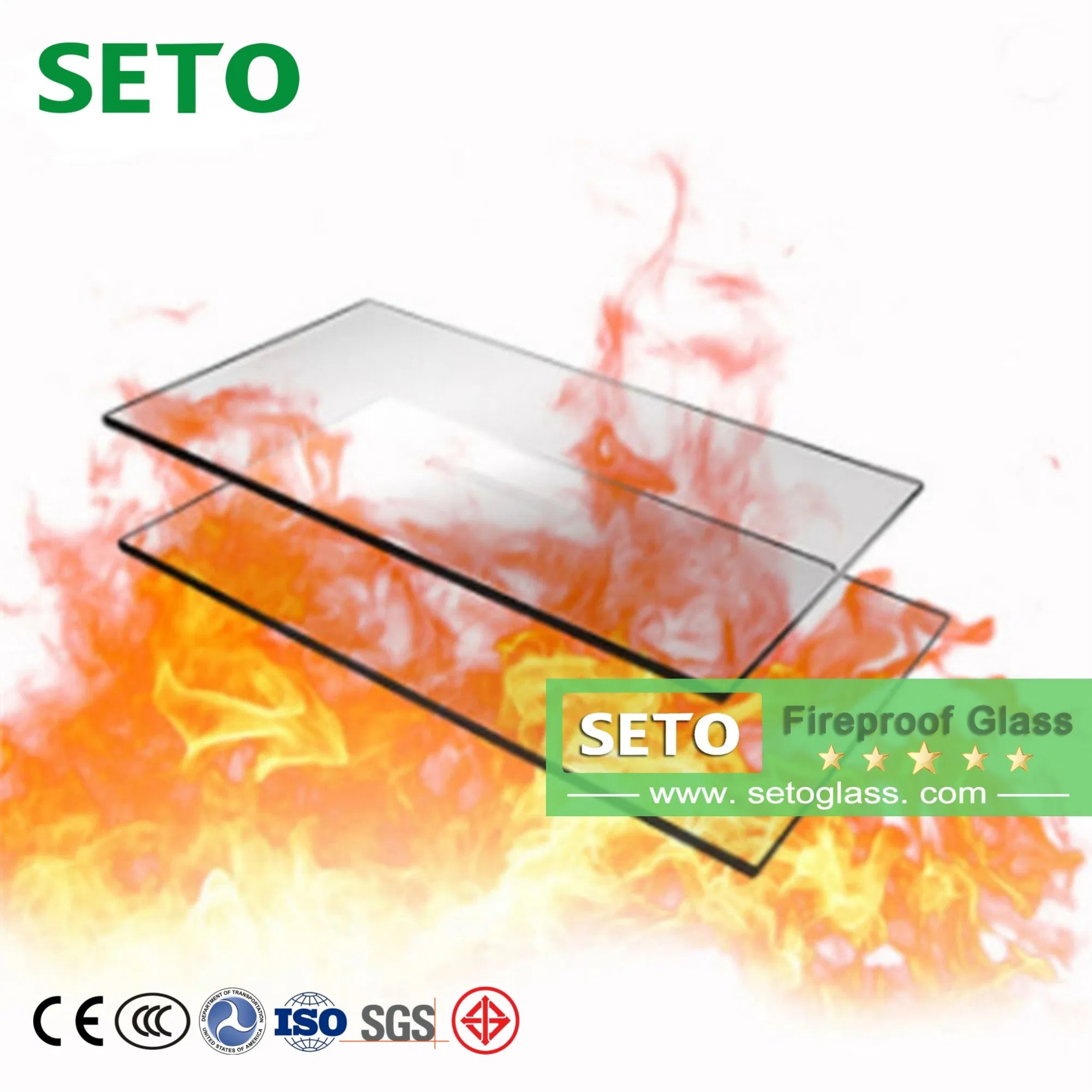 OEM Fire-Rated Glass Clear Tempered Fireproof Glass for Curtain Walls
