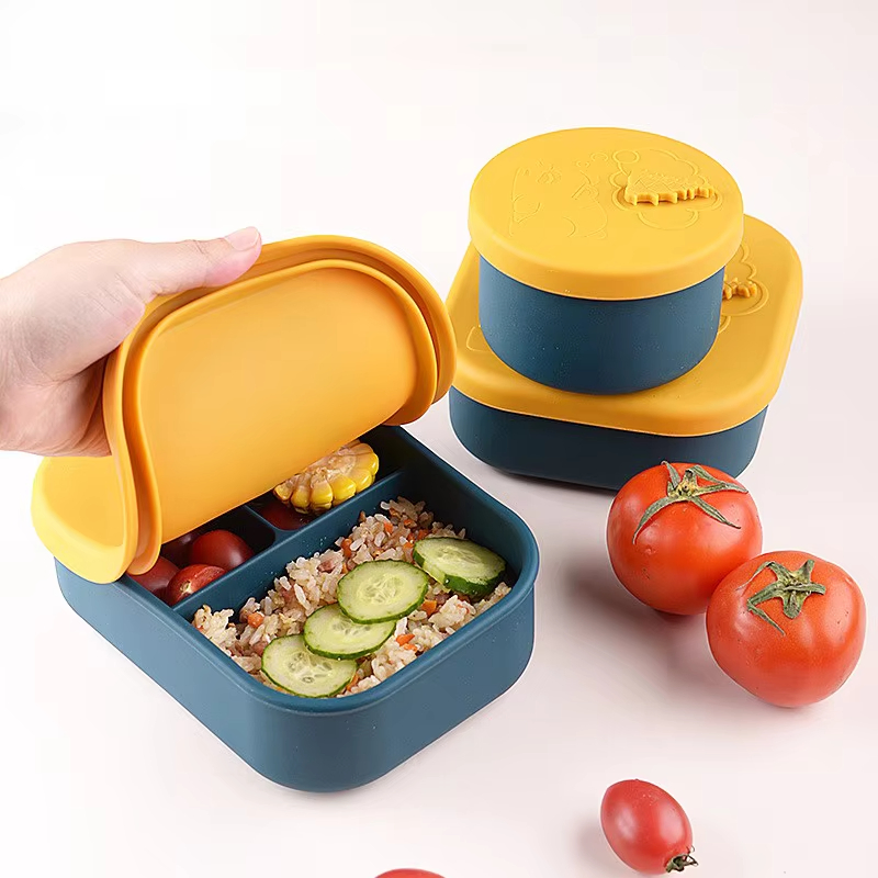 Rectangle Silicone Travel Containers Silicone Container Leak Proof Food Storage Bento Lunch Box
