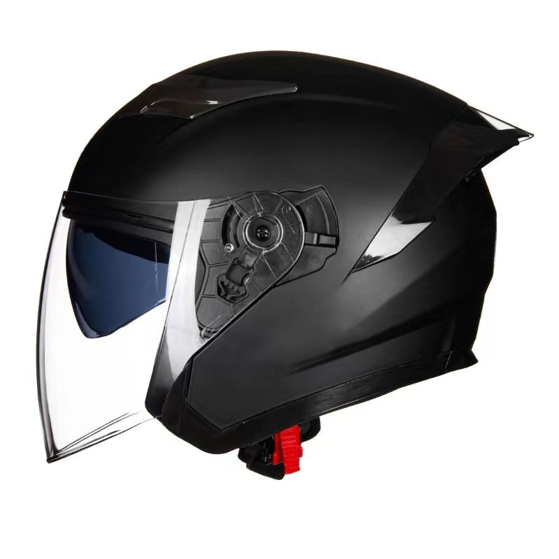 DOT Open Face Motorcycle Helmet with Dual Visor and Washable Liner