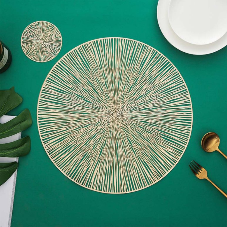 PVC Vinyl Round Placemat Hollow Table Mat for Dinner