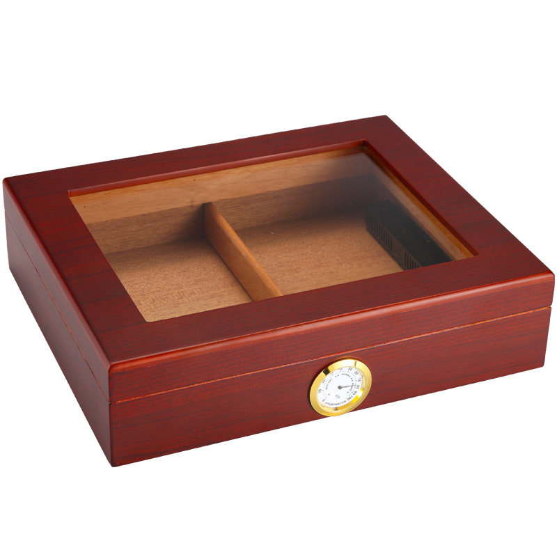 Custom Design Exquisite Durable Wooden Cigar Humidor Box with Divider and Window