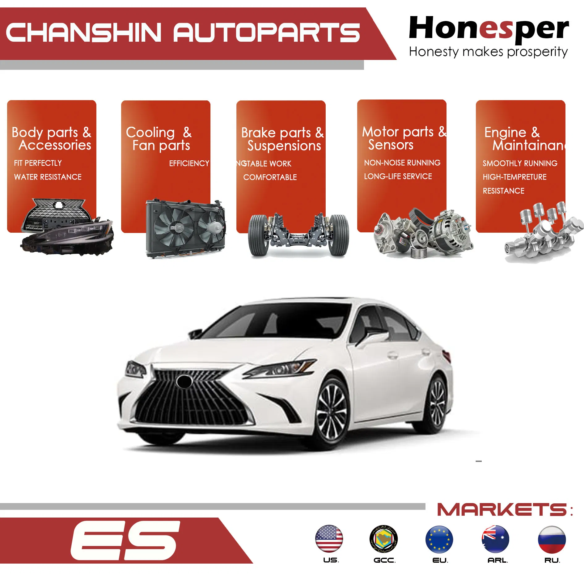 Хромированная решетка радиатора для Lexus ES350/ES300h F-Sport 2018-2024