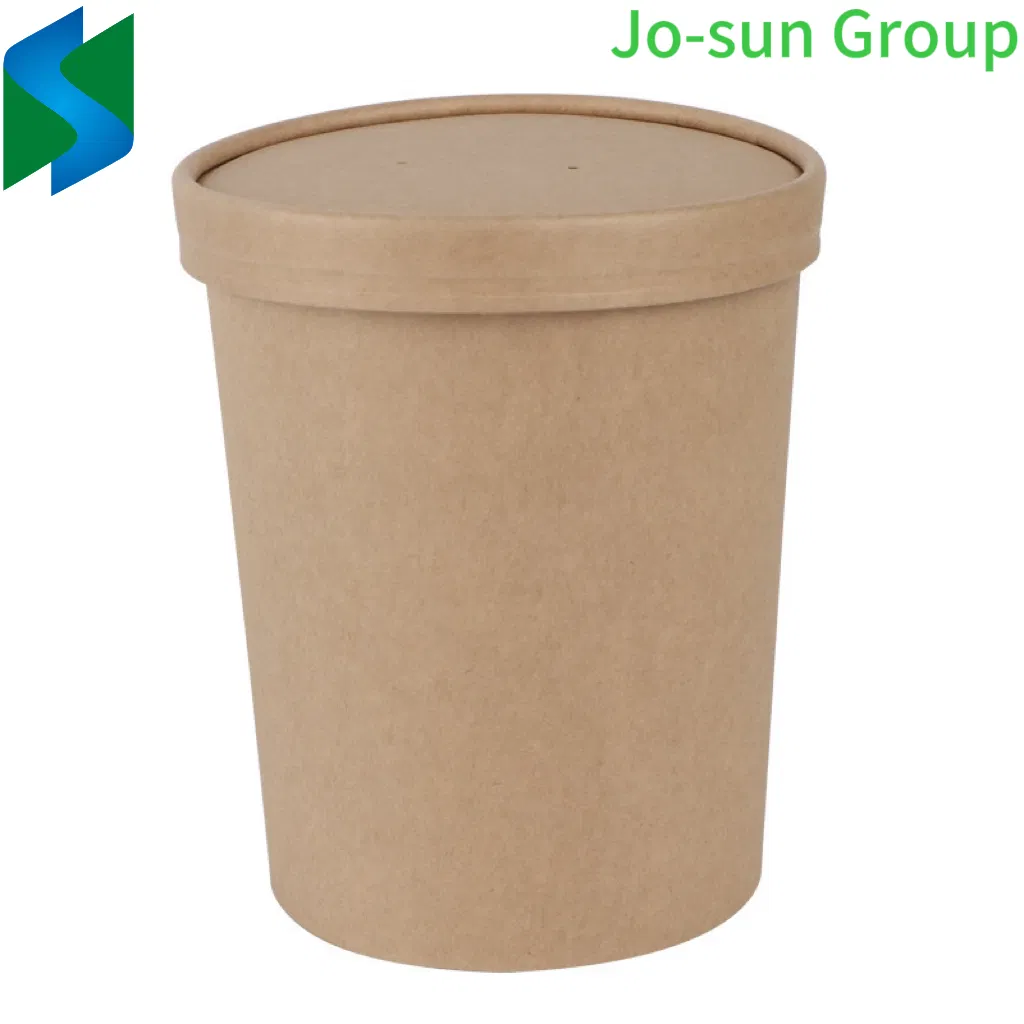 Disposable Thickened Kraft Paper Custom Soup Cup Soup Bucket Takeout Packaging Porridge Bucket and Cup
