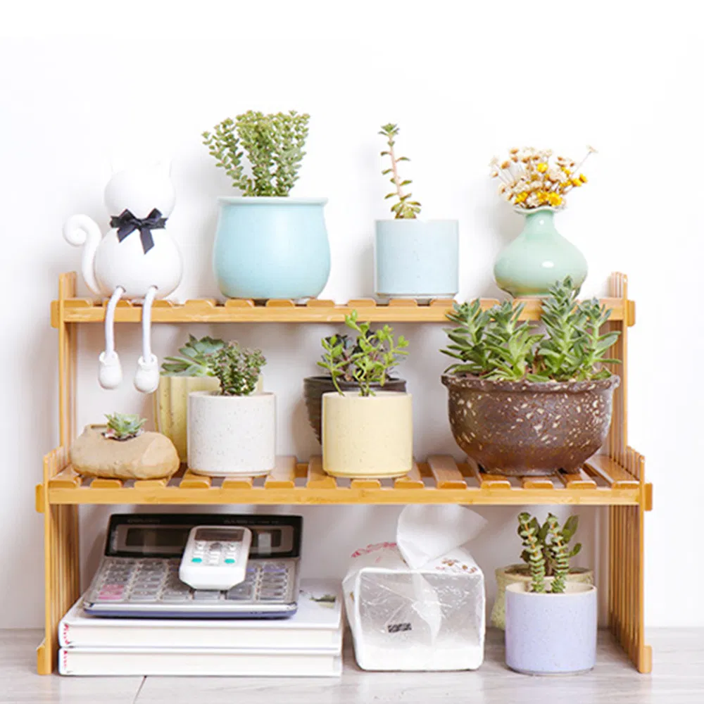 Simple Office Pot Rack Multi-Layer Solid Wood Small Flower Stand