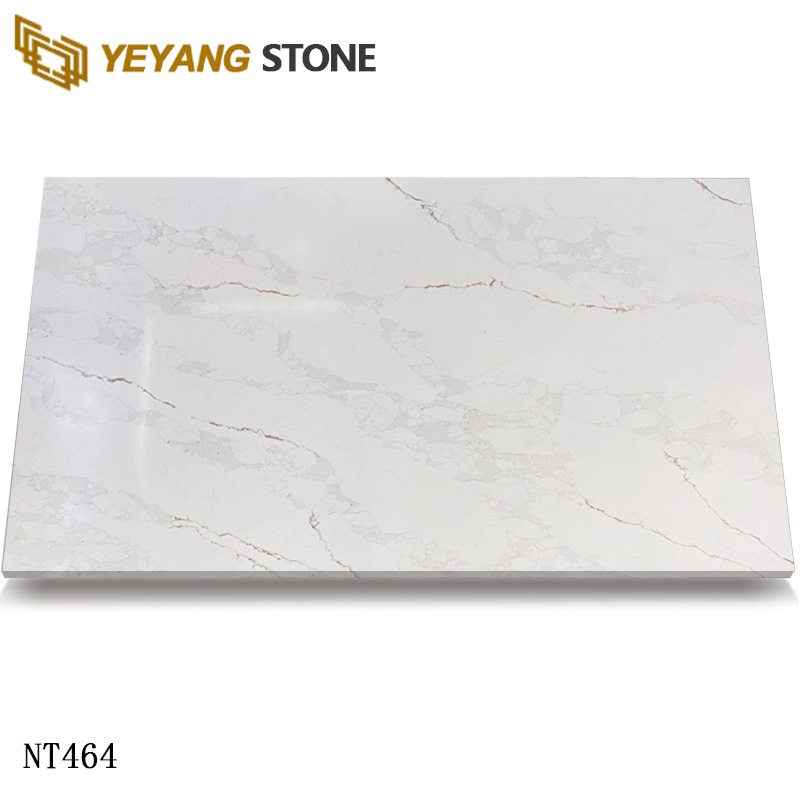Organic Brown Veins Clacatta Quartz Slab for Vintage Interior