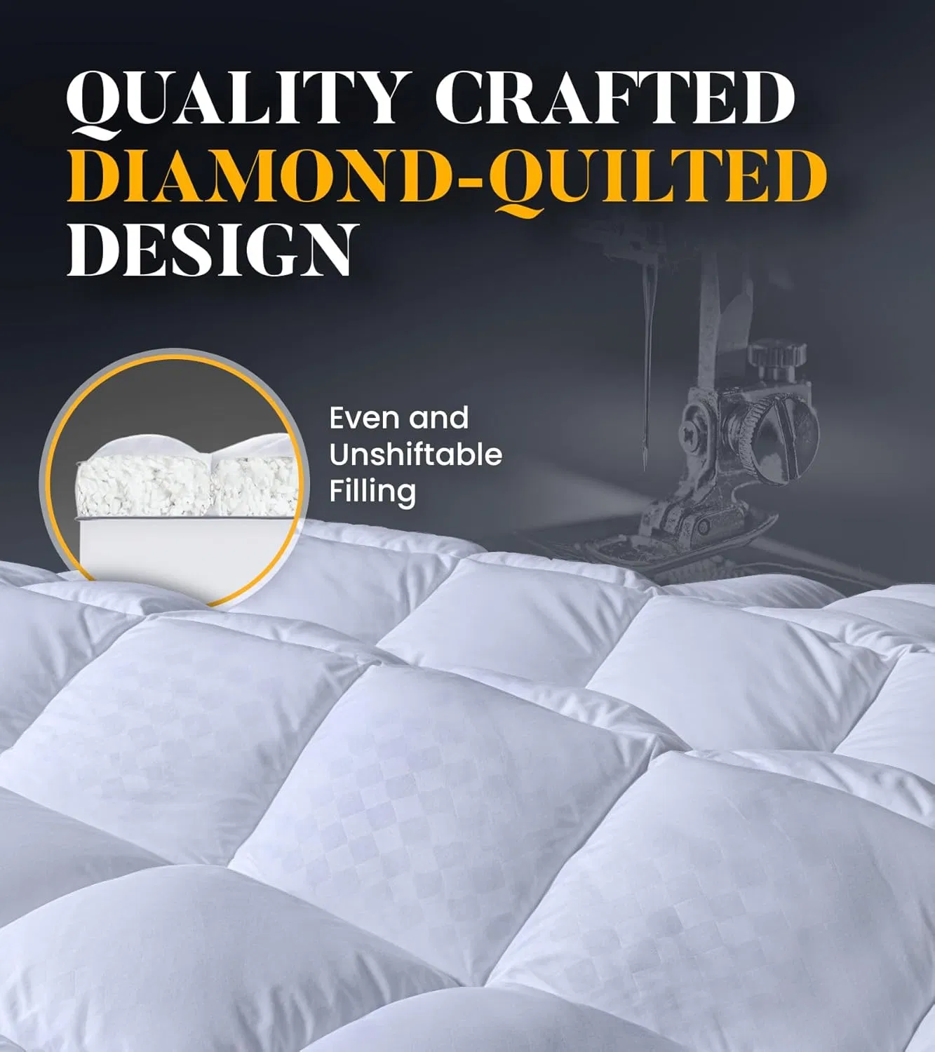 Pressure-Relieving Shredded Memory Foam Mattress Topper Noise-Free Distribute Weight Breathable 3D Baffle Box Stitching