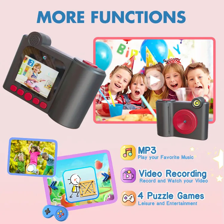 Kids Camera Toys 2.4inch Screen FHD Video Cartoon Kids Digital Camera Mini Camera Cute Toy for Children Birthday Christmas Gifts