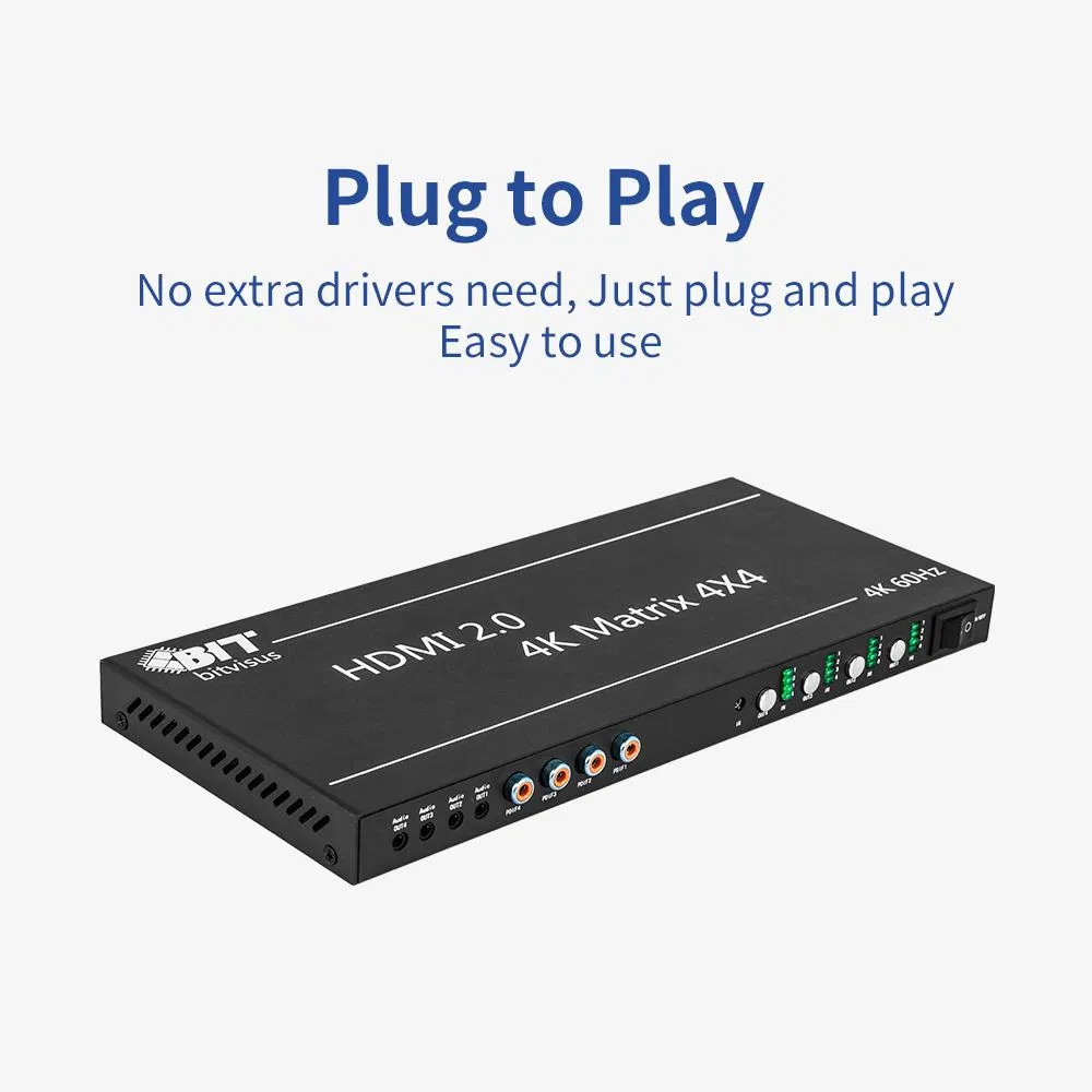 Top Quality Support 4 Channels HDMI Video Audio Switcher All-Digital 4K Matrix Switcher