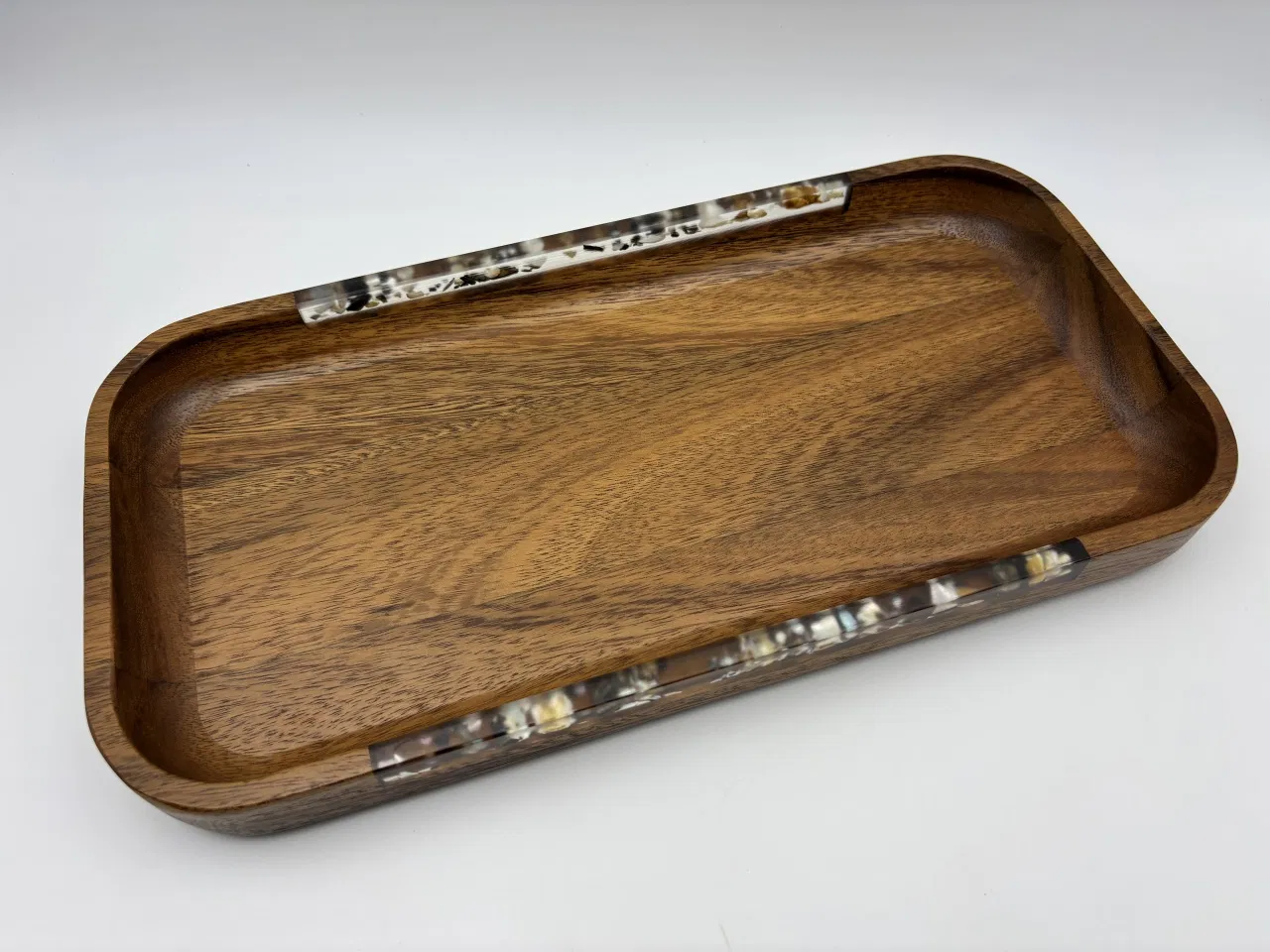 Chic Acacia Wood Serving Tray Enhanced with Customized Resin