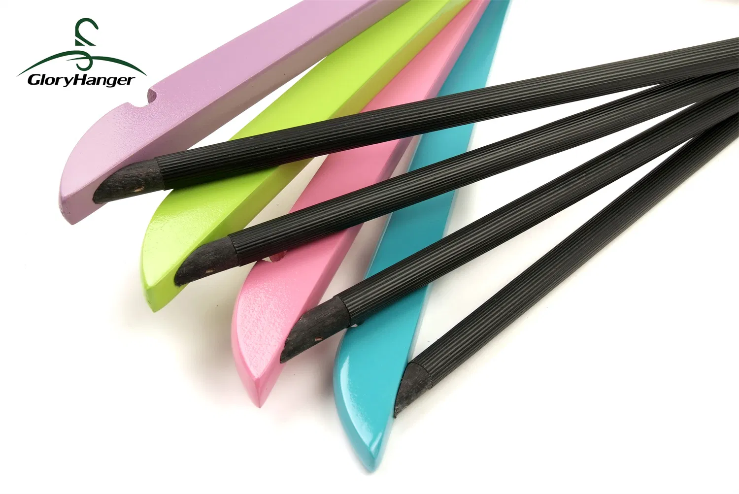 Pink Lacquer Wooden Hanger with Antiskid Round Rod