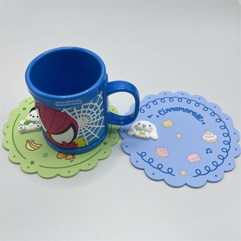 Customized Anti-Slip Heat-Resistant Soft PVC Rubber Beer Tea Cup Silicone Coaster