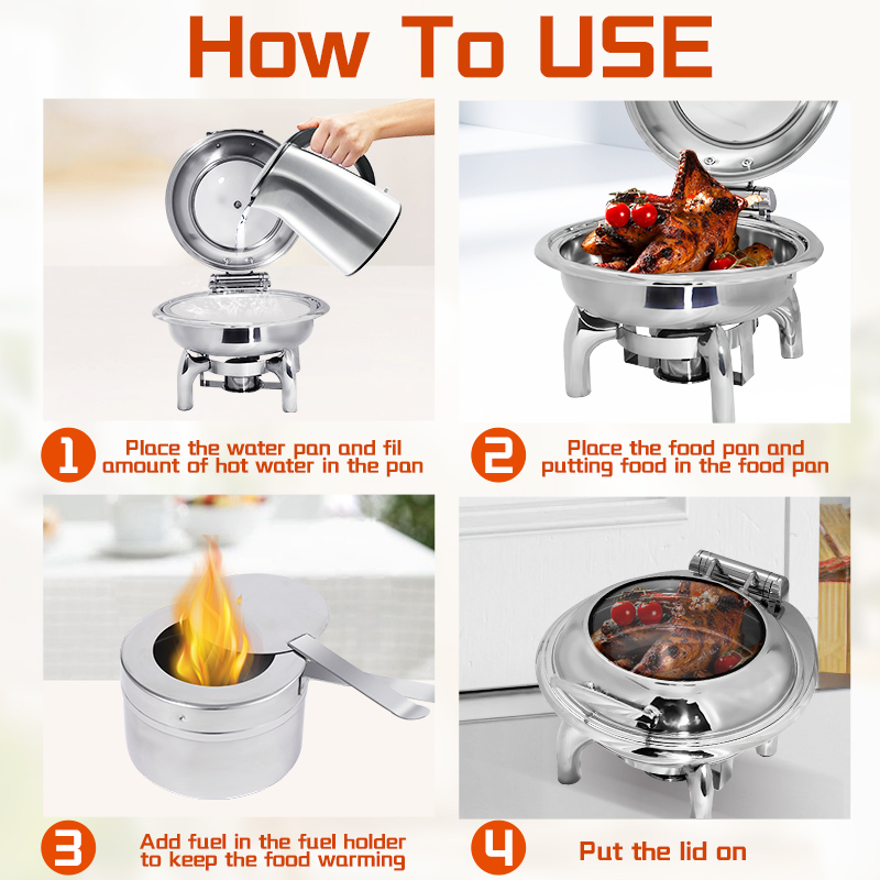 Daosheng Luxury Restaurant Hotel Hydraulic Cover 201 314 Stainless Steel Catering Buffet Set Chafing Dishes