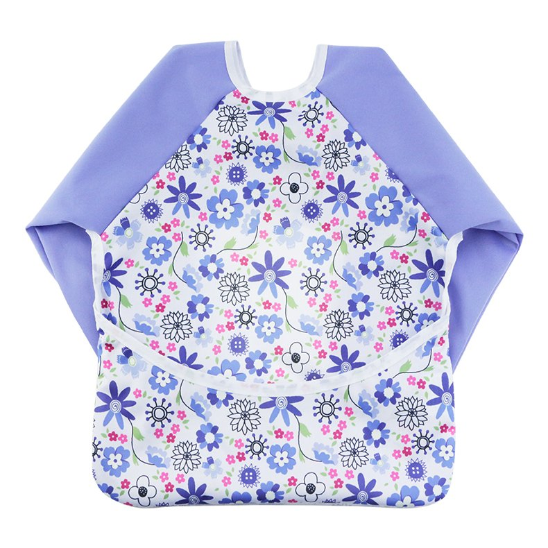 100% Polyester Waterproof Eating Bib Long Sleeved Baby Feeding Smock Bibs