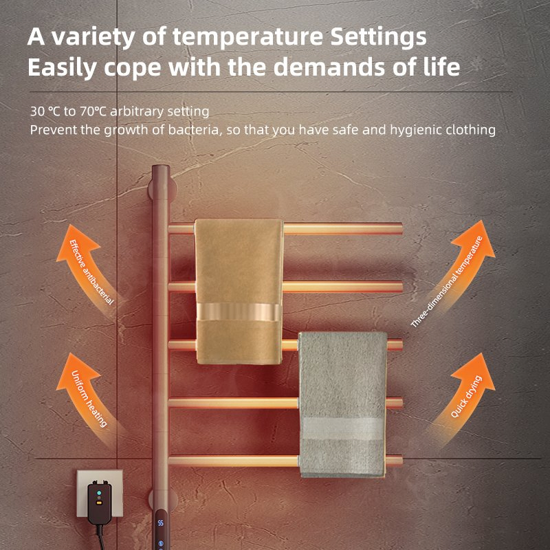 Настенный вращающийся полотенцесушитель с подогревом, серый