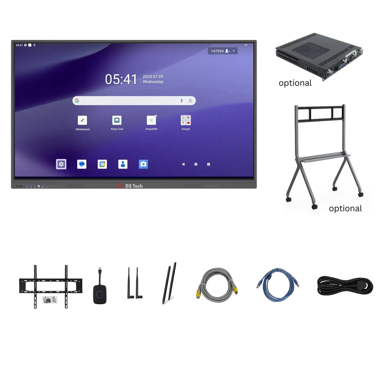 2025 Android 14 4K Interactive whiteboard 65 75 86inch Google Eco system integrated AI Interactive Flat Panel