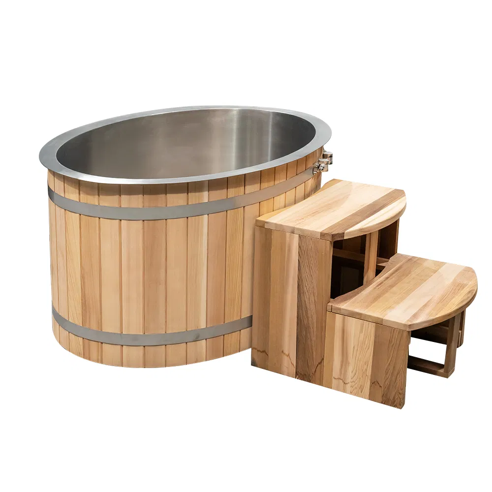 Портативная ледяная ванна из дерева и нержавеющей стали
