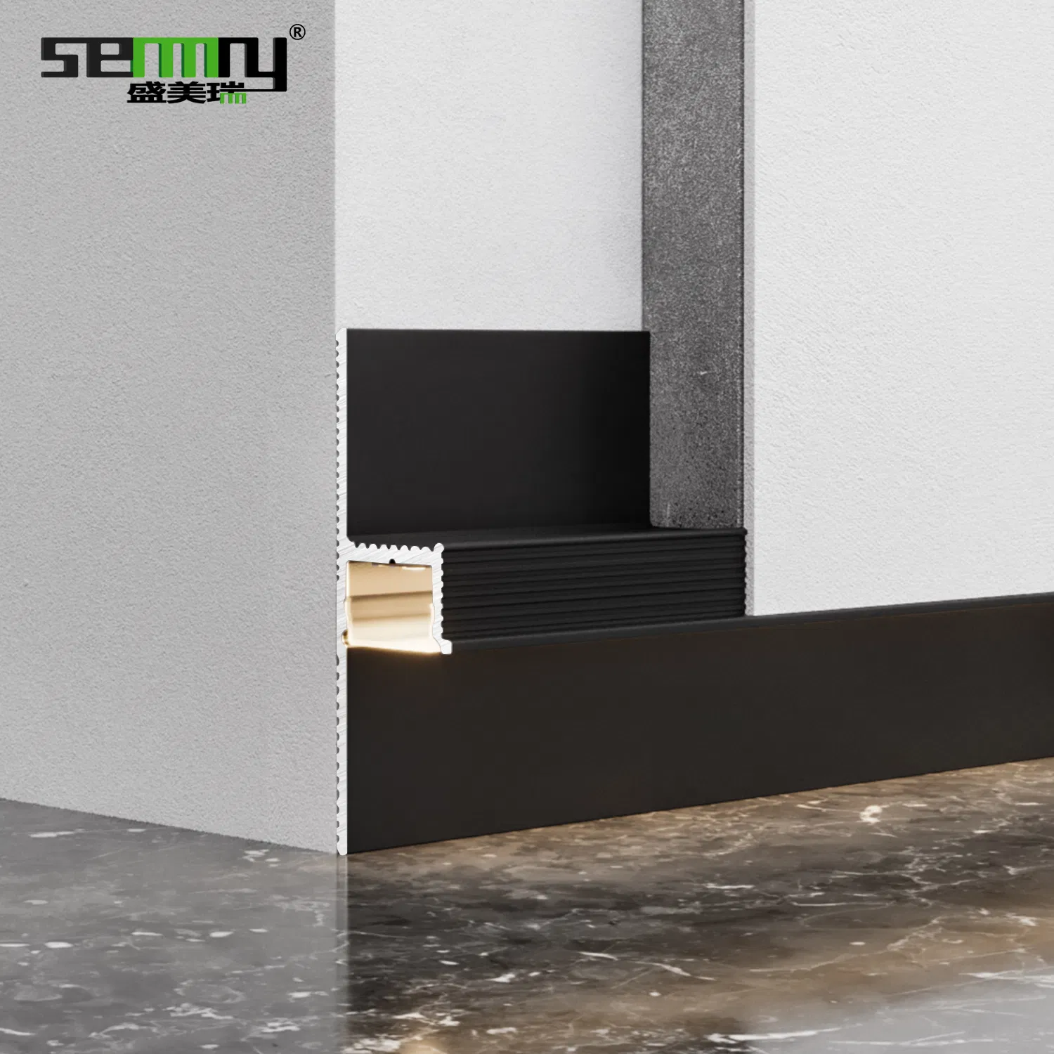 Recessed Click System Wall Floor Corner Trim Aluminium Concealed Skirting