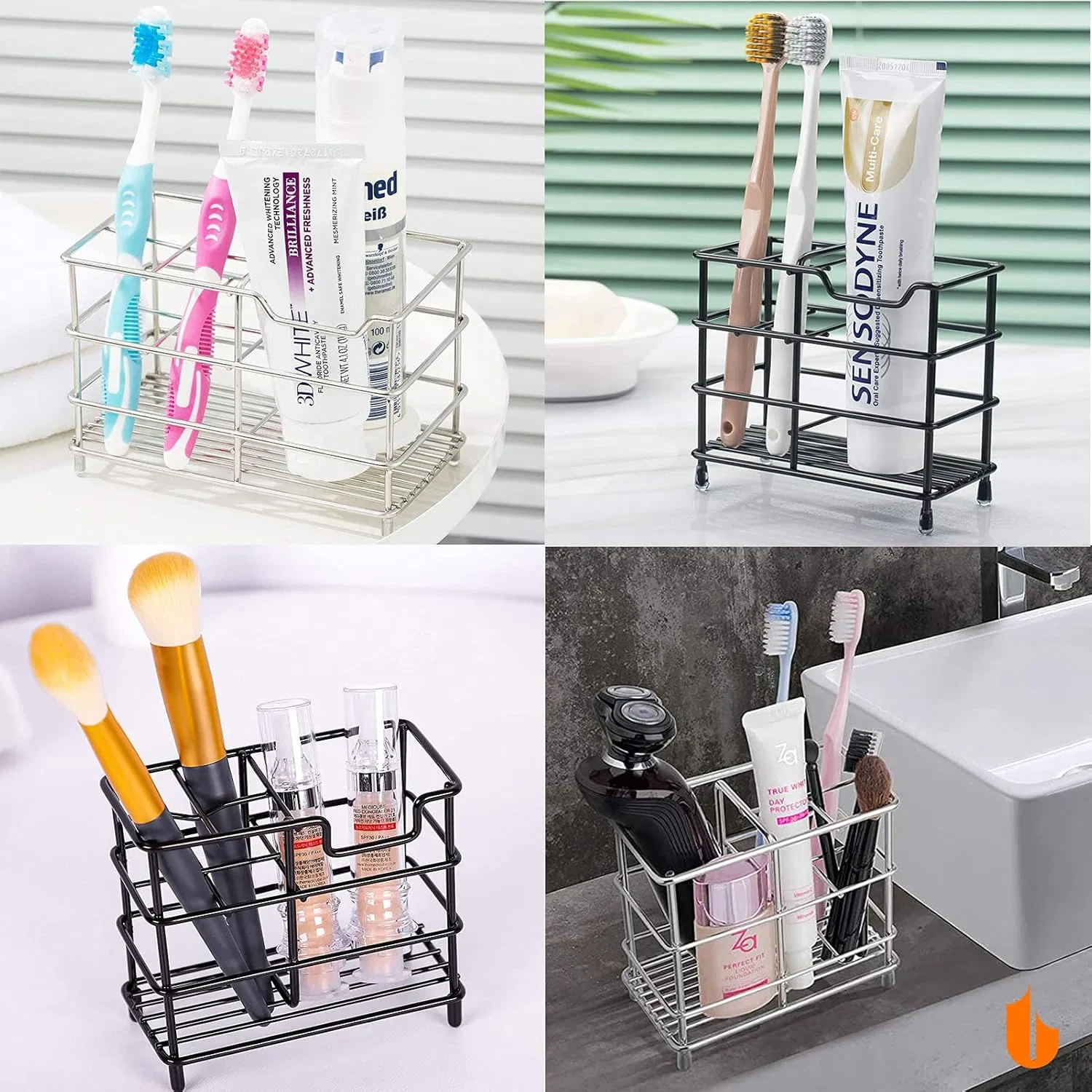 304 Stainless Steel Black Small Modern Simple Freestanding Bathroom Toothbrush Holder