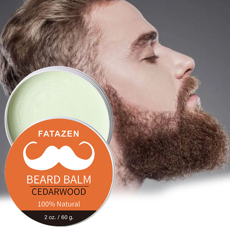 Private Label Natural Organic Cedarwood Bee Wax Beard Balm with Vegan Ingredient Cedar Argan Oil Beard Mustache Care for Men