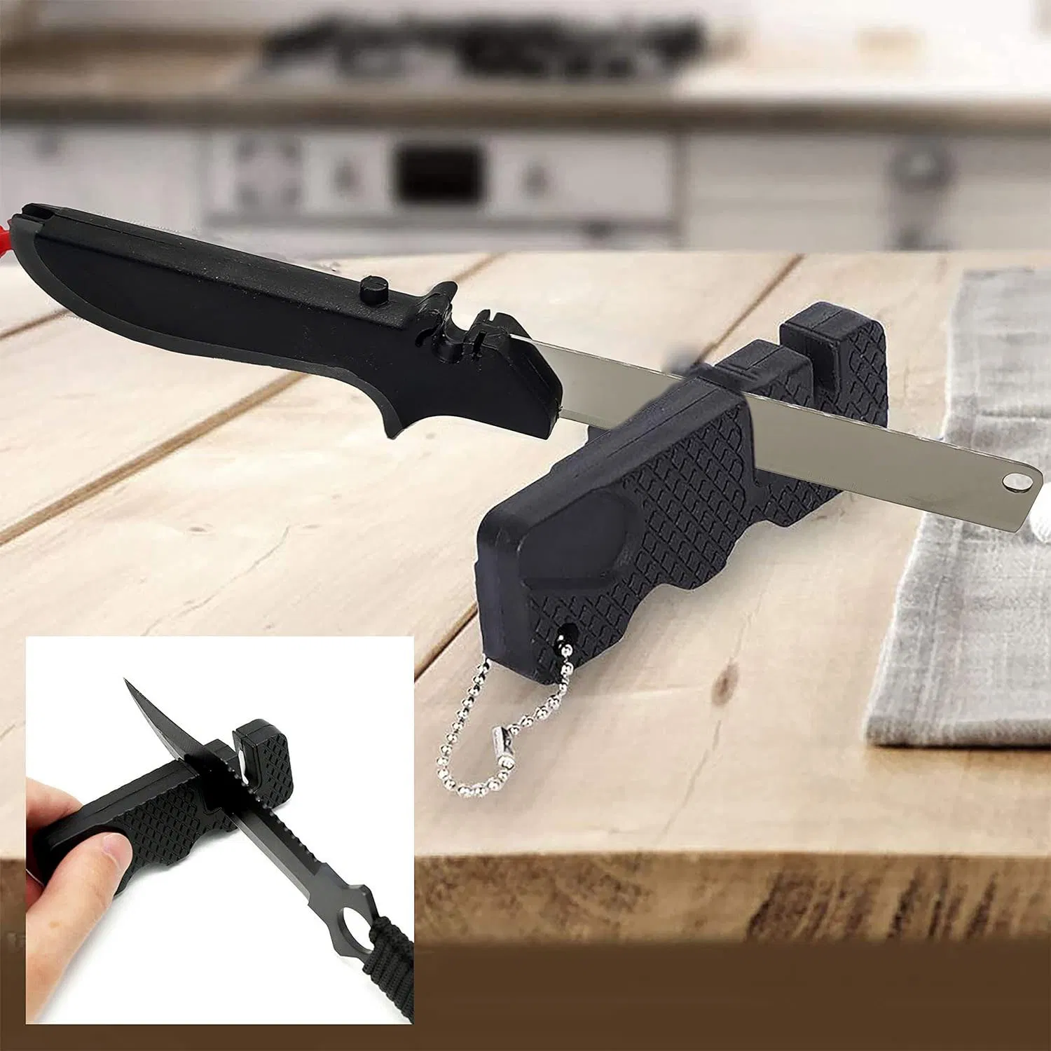 Ds-6616 Stainless Steel Vegetable Scissors Fruit Cutter, Veggie Slicer Scissors Food Chopper - Plus Knife Sharpener - 2 in 1 Scissor Cutting Board Slicer