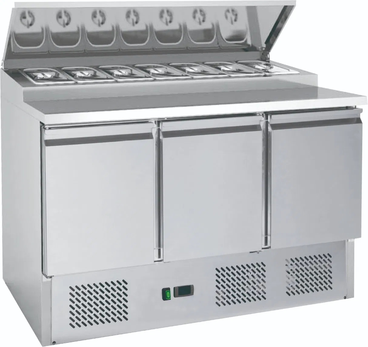 3 Door Refrigerated Top with Ss Cover Saladette Counter