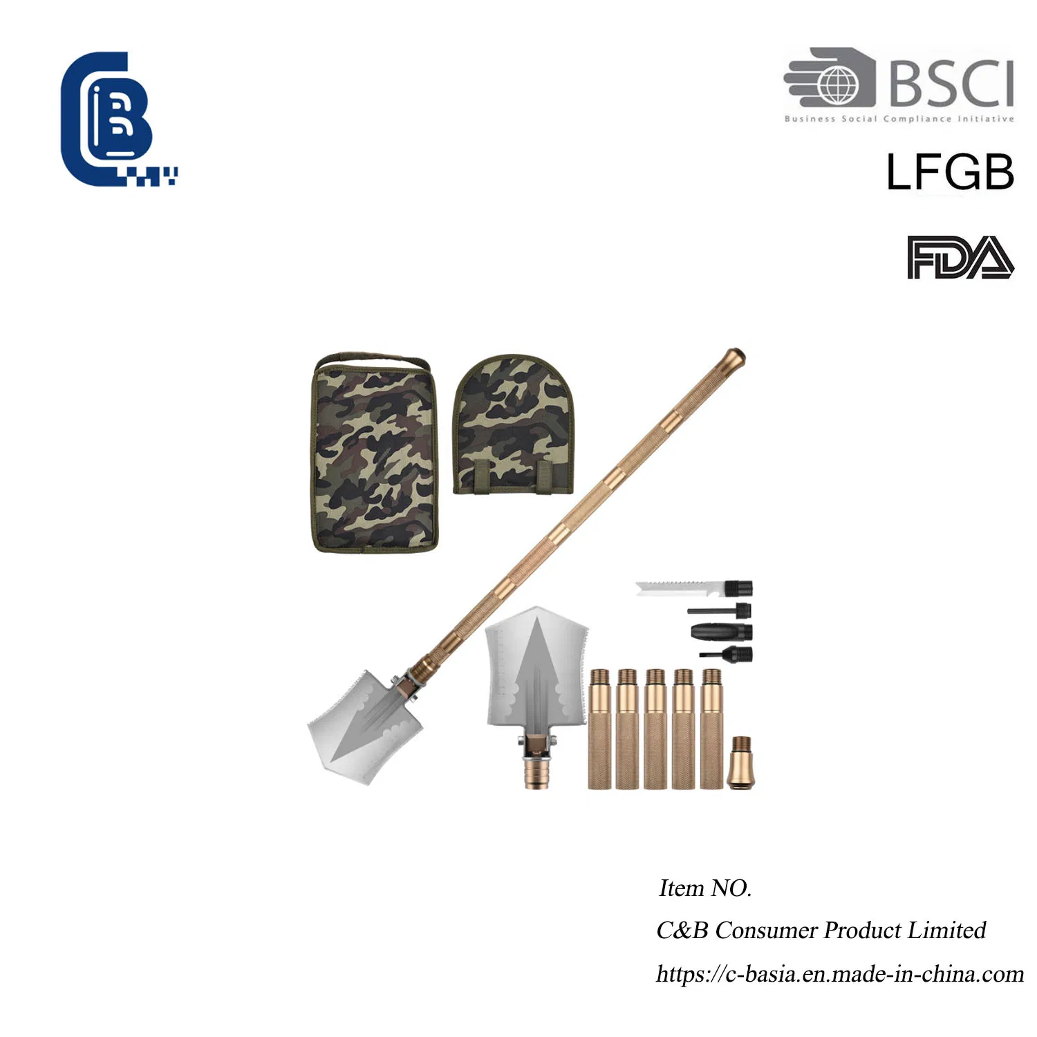 Multifunction Folding Survival Shovel, Backpacking Shovel