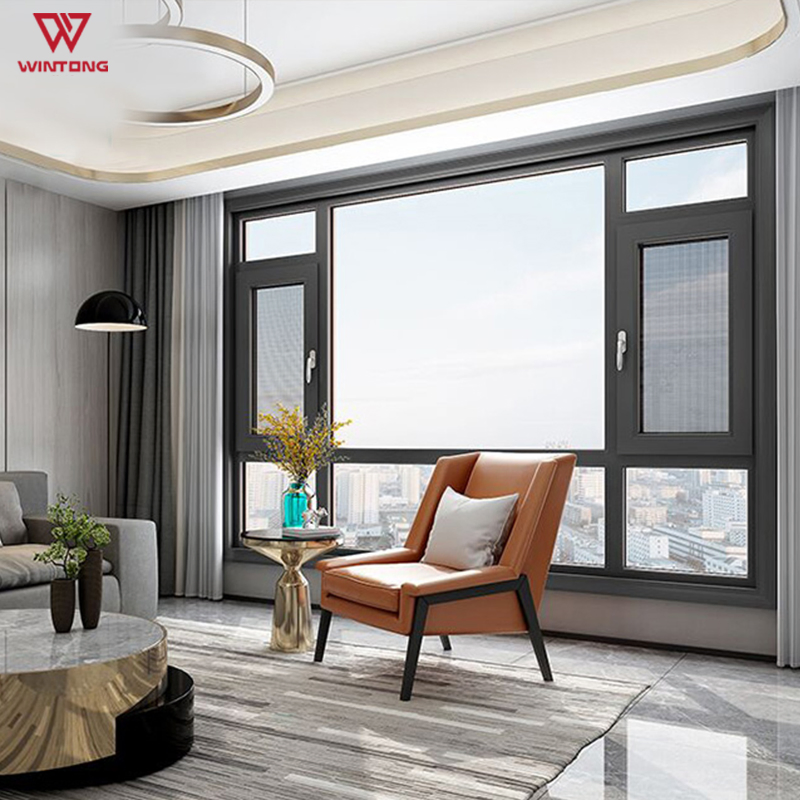 Guangdong Manufacture Thermal Break Heat Insulation Aluminium French Window Casement Window Grill Design Glass Window Home Decoration