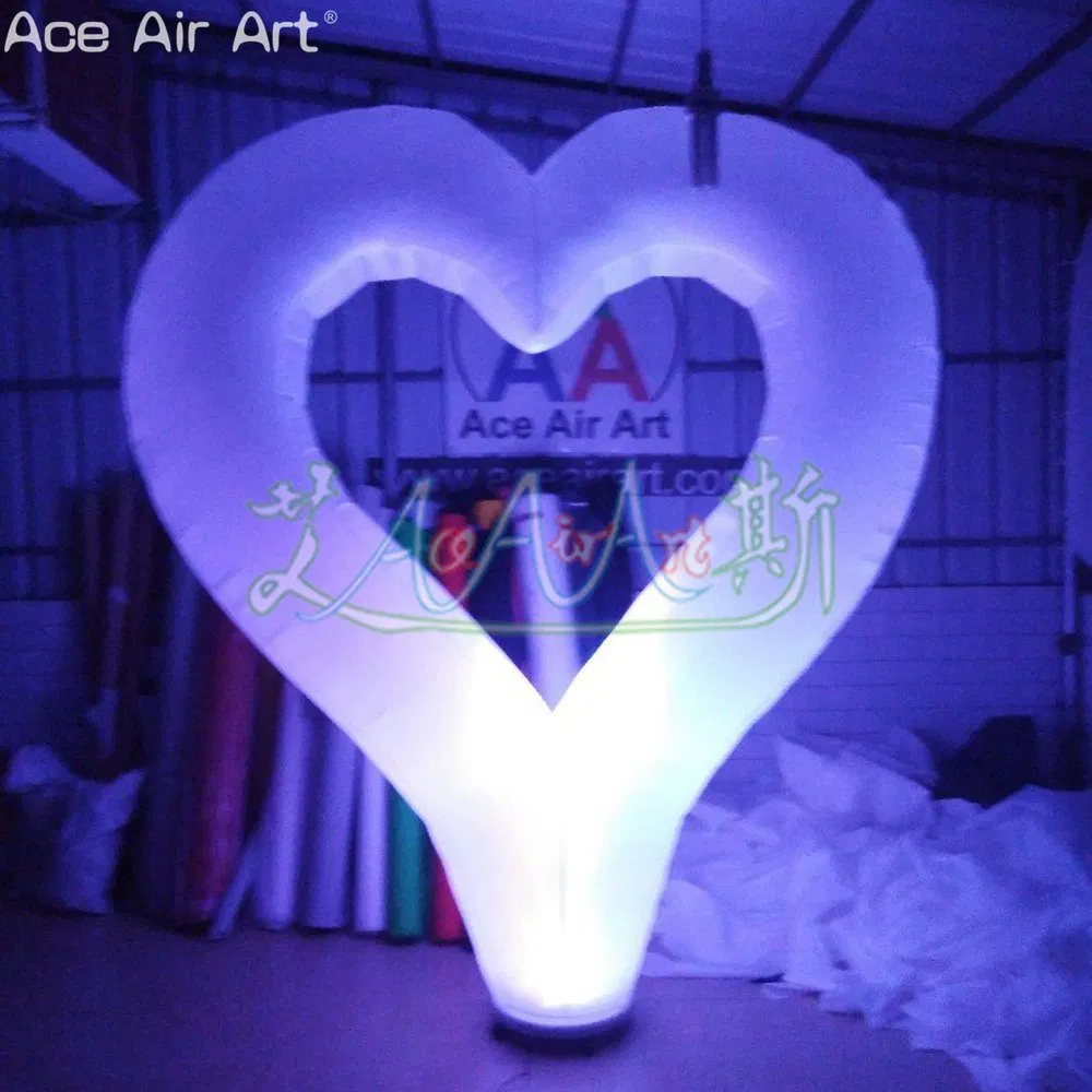 2.4m Tall Inflatable Heart with Colored Lights for Wedding and Party Decorations.