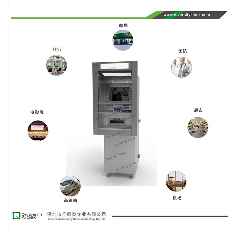 Stand on Floor Electricity Water Gas Water Bill Payment ATM Cash Banknotes Recycler Self Service Kiosk Shop Installation