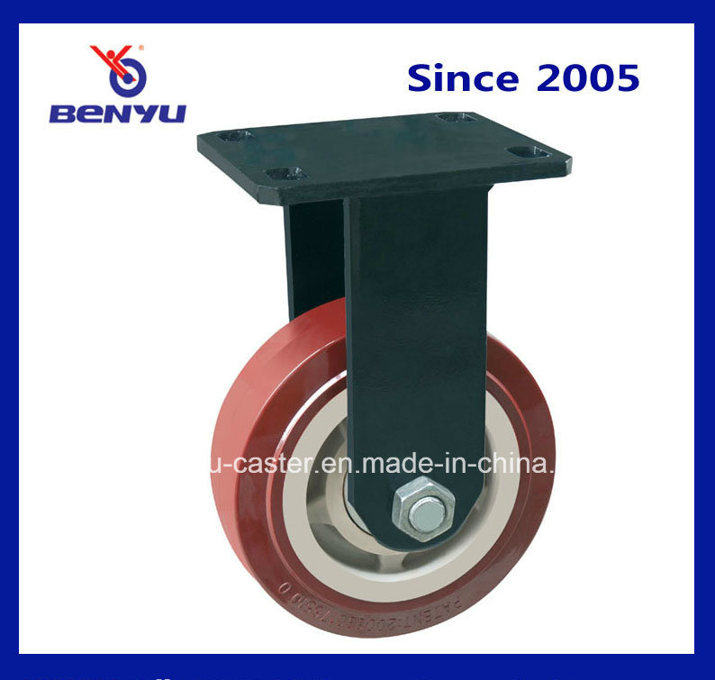 1 Ton Total Brake Heavy Duty Swivel Plate Rigid Caster Black PU Industrial Trolley Wheel Ruedas Pesadas