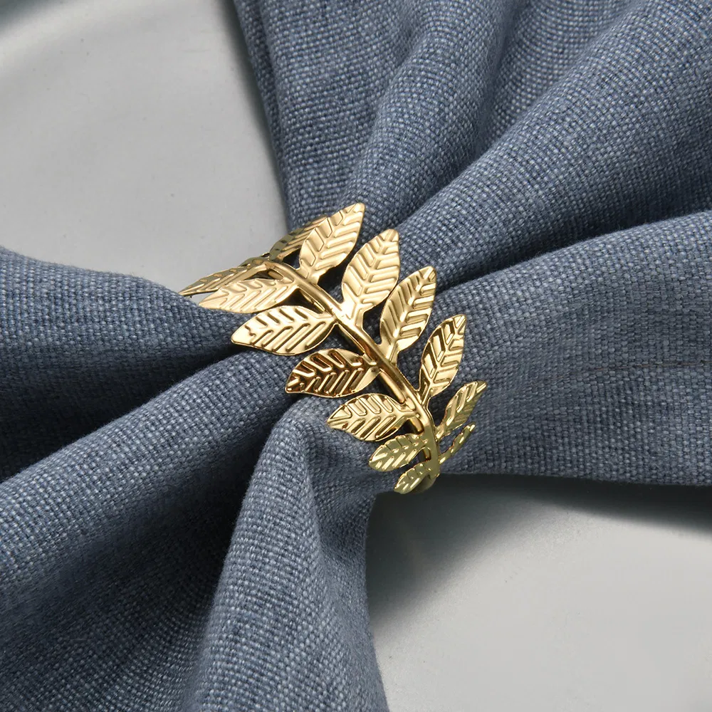 Artificial Leaf Metal Napkin Ring Home Restaurant Gold Napkin Holder