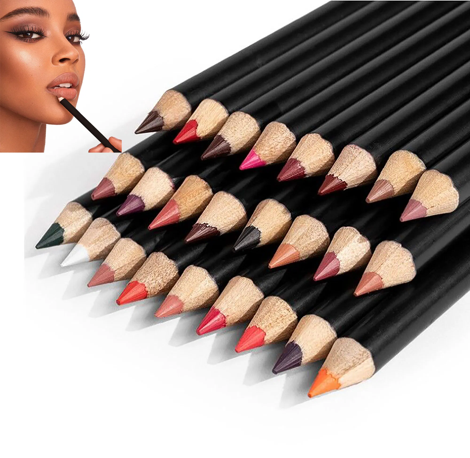 25 Colors Black Pencil Lip Liner Waterproof Wholesale Private Label High Quality Lipliner Pencils
