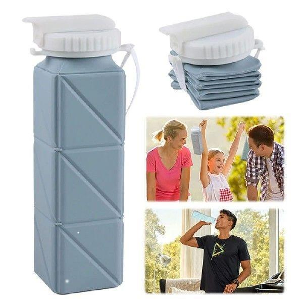 Складная силиконовая бутылка для воды, 600 мл