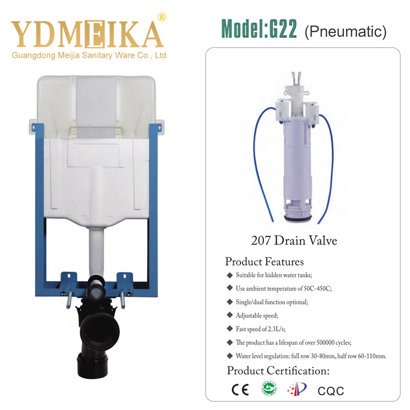 Automatic Pneumatic Dual-Flush Wall Hung Concealed Cistern Hidden Concealed Flush Water Tank Bathroom Toilet Cistern