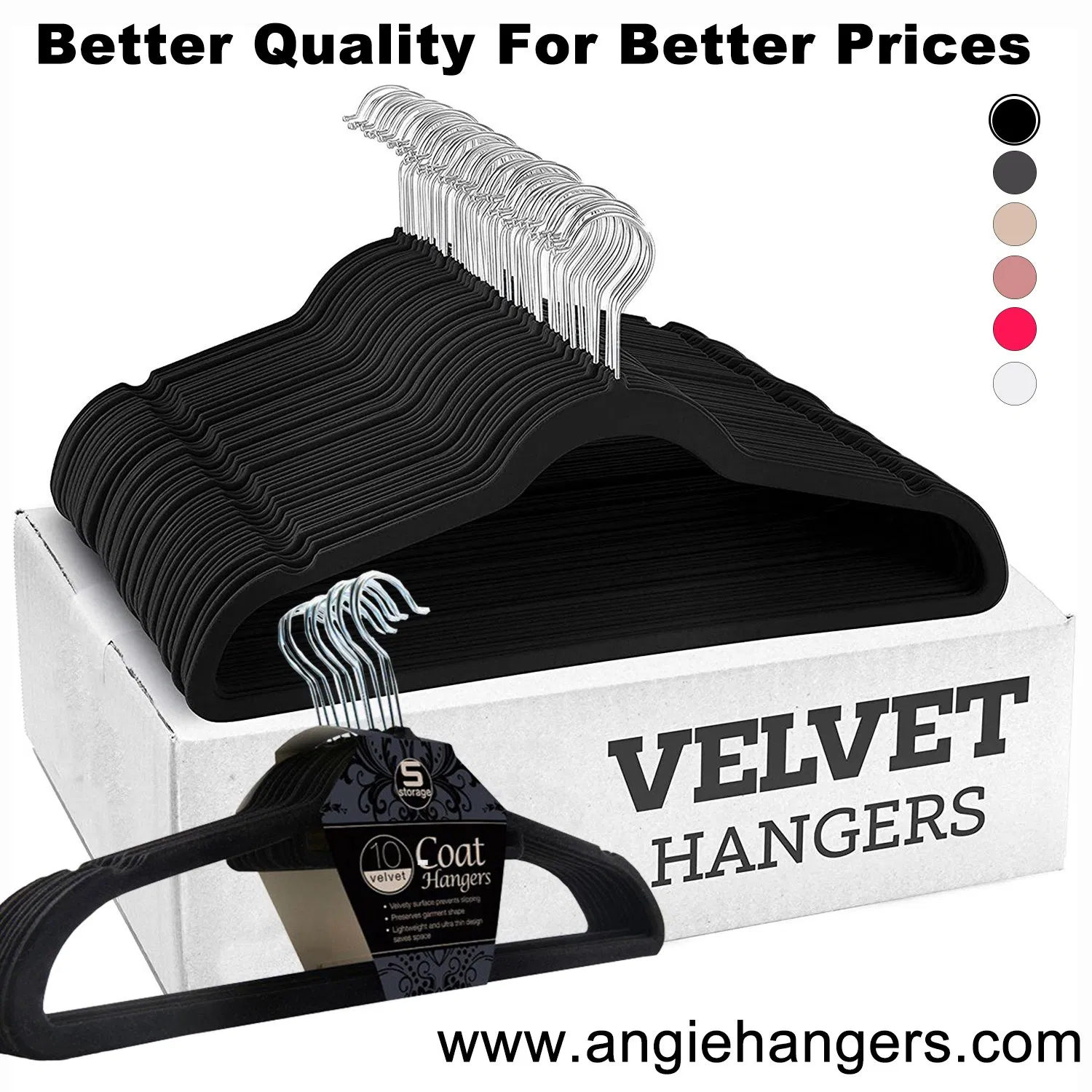 Amazon Hot Velvet Flocked Clothes Hangers in Black/White/Grey/Pink/Blue Made of Non-Slip Flocking Plastic for Adult/Kid Shirt&Coat Clothing