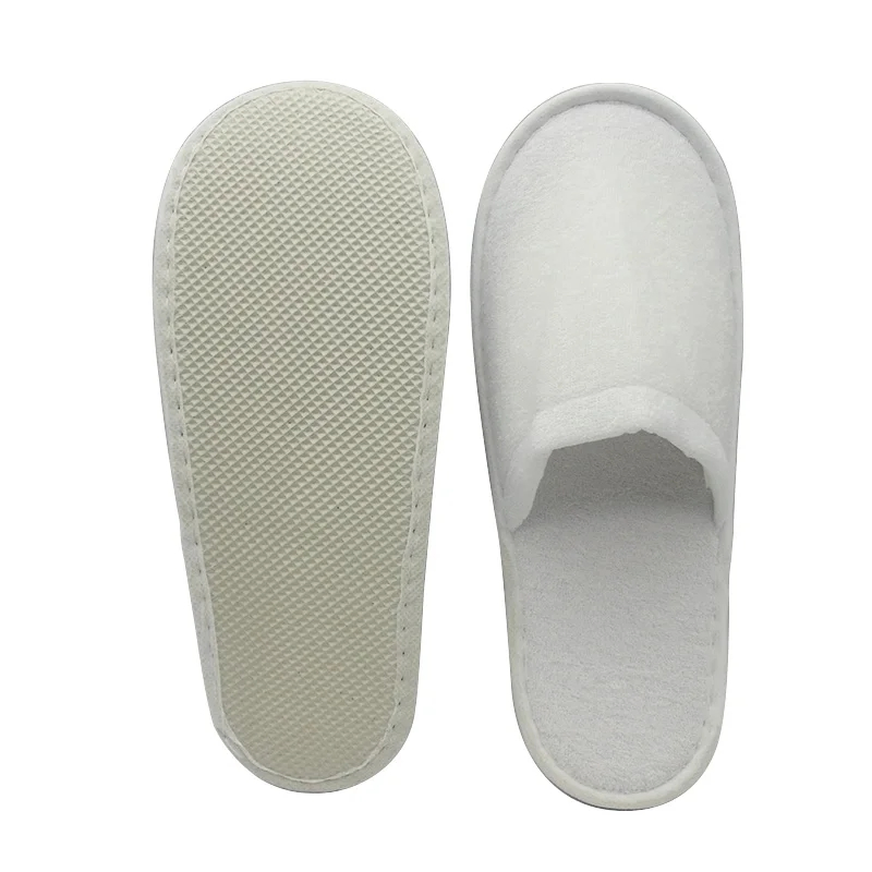 Wholesale Custom Logo EVA Sole Nap Cloth White 5 Star Hotel Room Guest Disposable Slippers