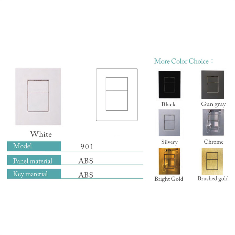 ABS Concealed Tank Toilet Press Button Silvery Bathroom Hidden Plastic Wall Flush Button Control Panel