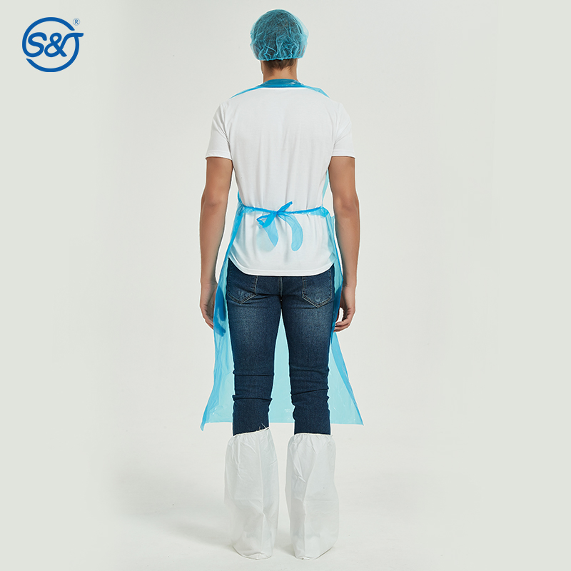 SJ Biodegradable Disposable Aprons 4Color Waterproof Cooking Restaurant Pe Aprons for Food Industry Painting Art
