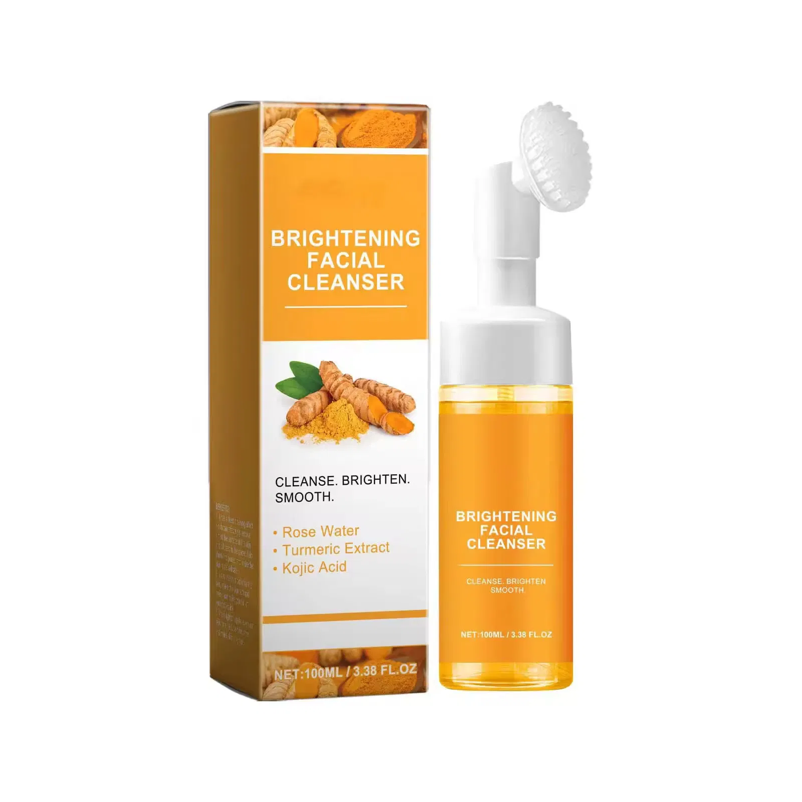 Private Label Mousse Brush Tumeric Facial Cleanser