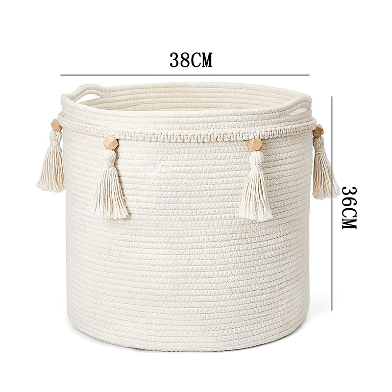 Cotton Rope Basket Large Blanket Basket Woven Storage Basket Toy Storage Organiser Nursery Decor Laundry Hamper with Handle
