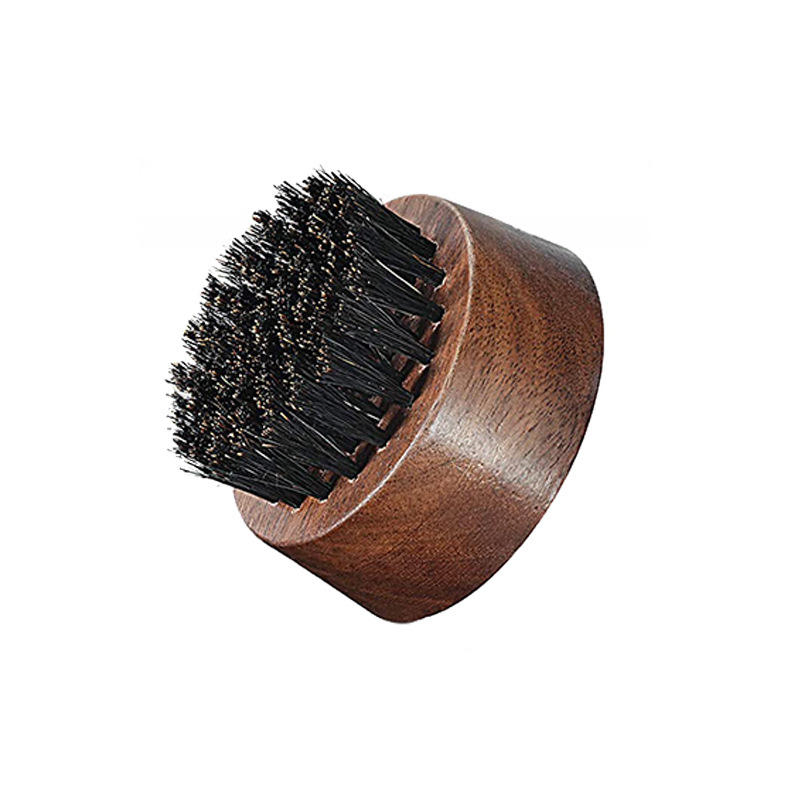 Natural Wooden Handle Carve Free Hair Brush for Beard Custom Logoround Mini Boar Bristles Men Beard Brush