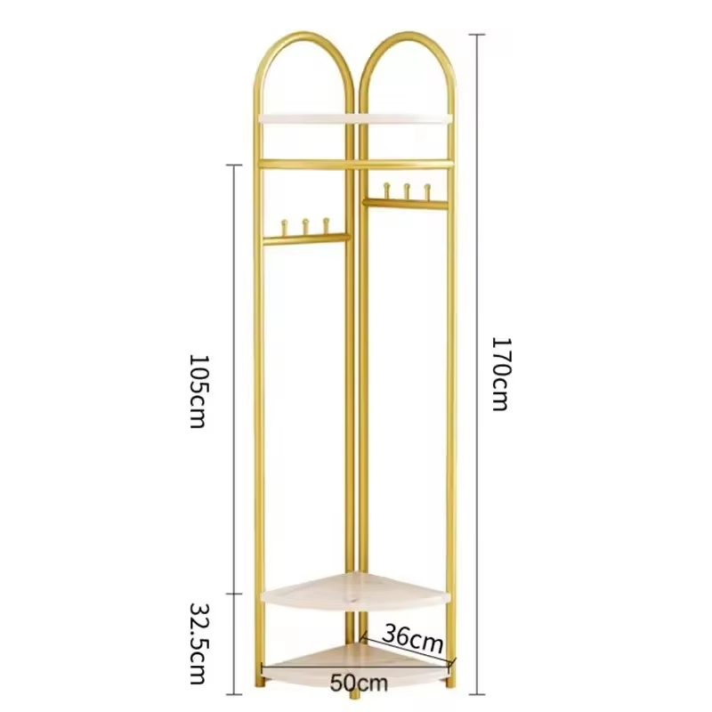 Stylish Gold Metal Coat Rack for Retail Clothing Displays