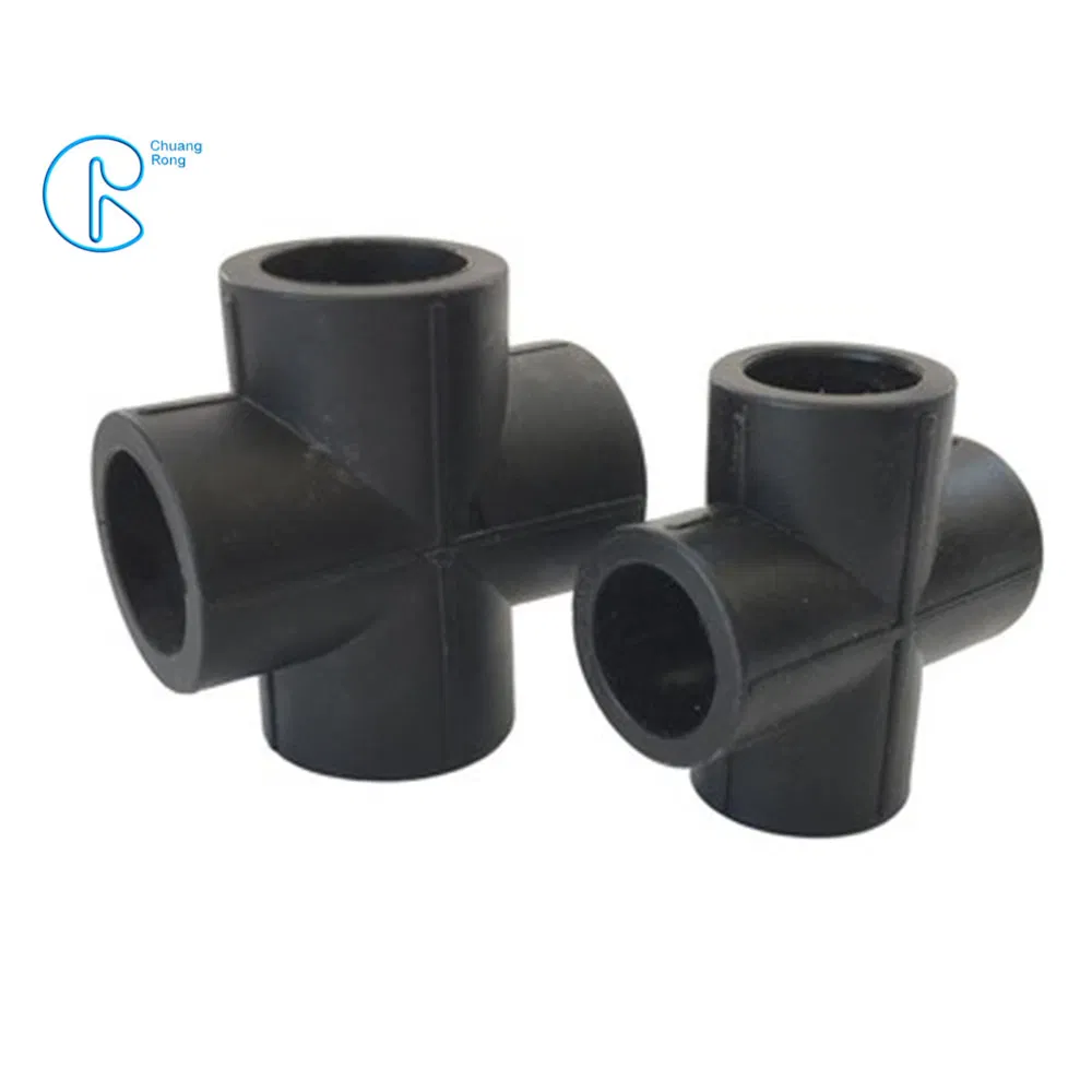 HDPE Fusion Fittings Cross with 4 Way Connection Holes