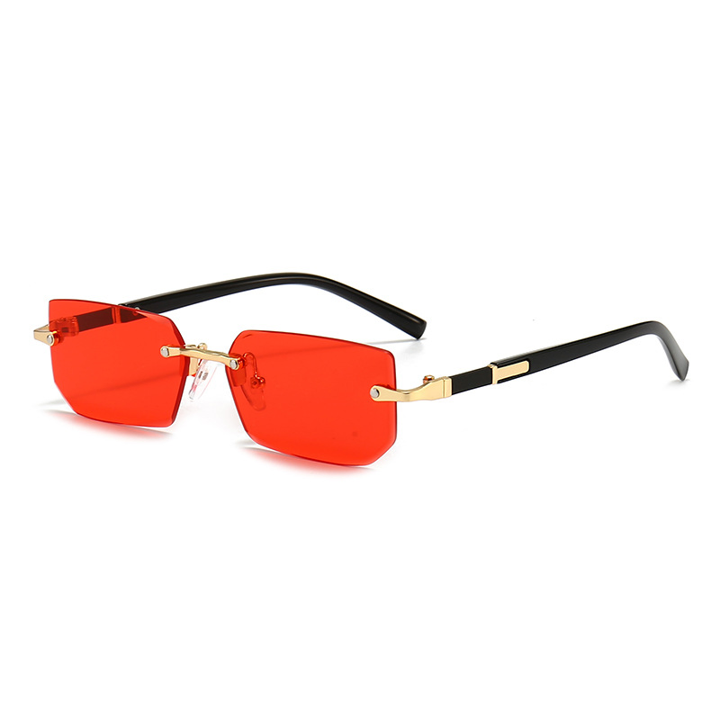 Fashionable Rimless Sunglasses Rectangle Popular Women Men Shades Small Square Frame Sun Glasses