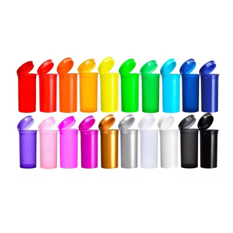 6dr 13dr 30dr 90dr Custom Pop Top Squeeze Hinged Lid Tablet Vial Bottle Child Resistant Tablet Bottle