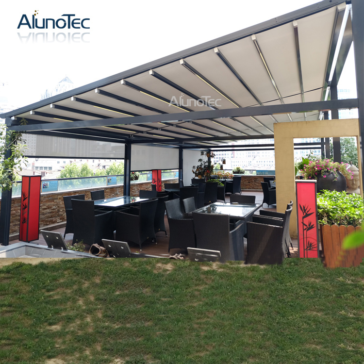 Motorized Outdoor Gazebo Retractable Roof Shading Awnings